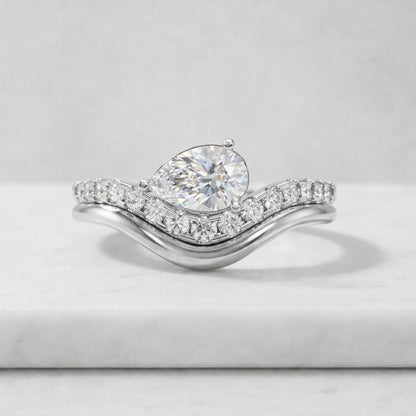 chevron band wave ring fitted wedding band contour bridal band curved stack ring sparkle band ring accent stone ring side stone ring elegant bridal ring