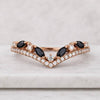 Black Marquise Moissanite Curved Wedding Band