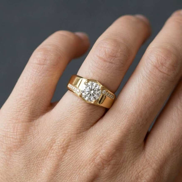 Solid Gold 6.5mm Round Moissanite Wedding Band