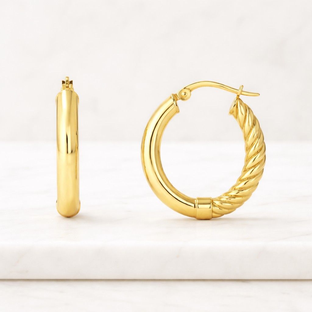 gold hoop earrings medium size / 14k twist rope earrings 20mm / rope chain hoop earrings / twisted rope hoops / twisted cable hoop earrings
