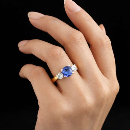 14K White Gold Blue Moissanite Prong Set Solitaire Ring, Round Brilliant Cut Vintage Engagement Ring for Her, Handmade Wedding Promise Ring