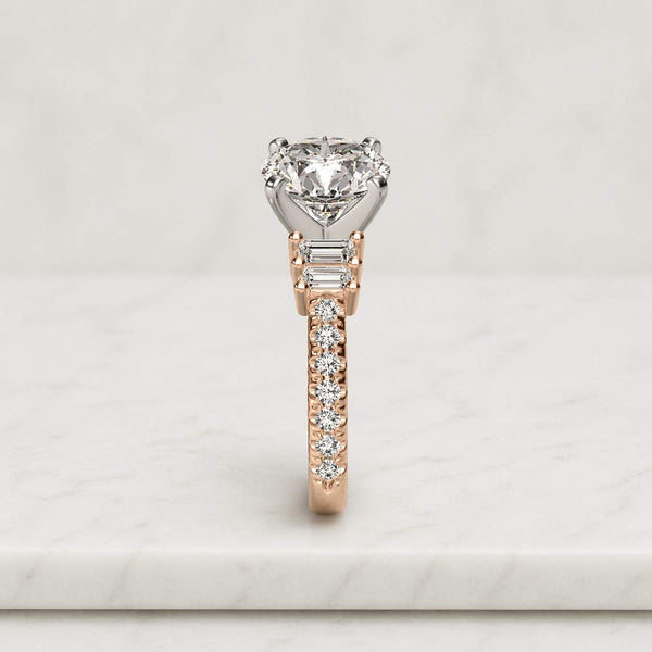 2.0 CT Round Brilliant Cut Moissanite Diamond Engagement Ring, 3 Side Pave Wedding Ring, Anniversary Gifts, Yellow, White, Rose Gold Ring
