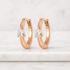 Pear Cut Lab Grown Diamond Huggie Hoop Earrings in 14K Rose Gold