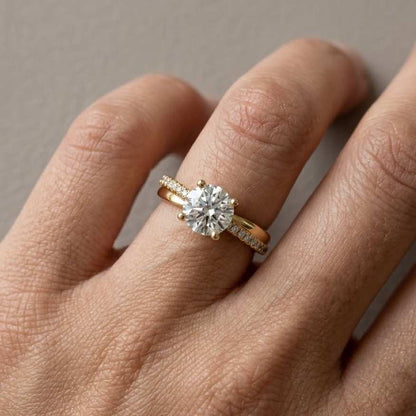 2 CT Round Cut Lab Diamond Pave Engagement Ring 18k White Gold (IGI Certified)