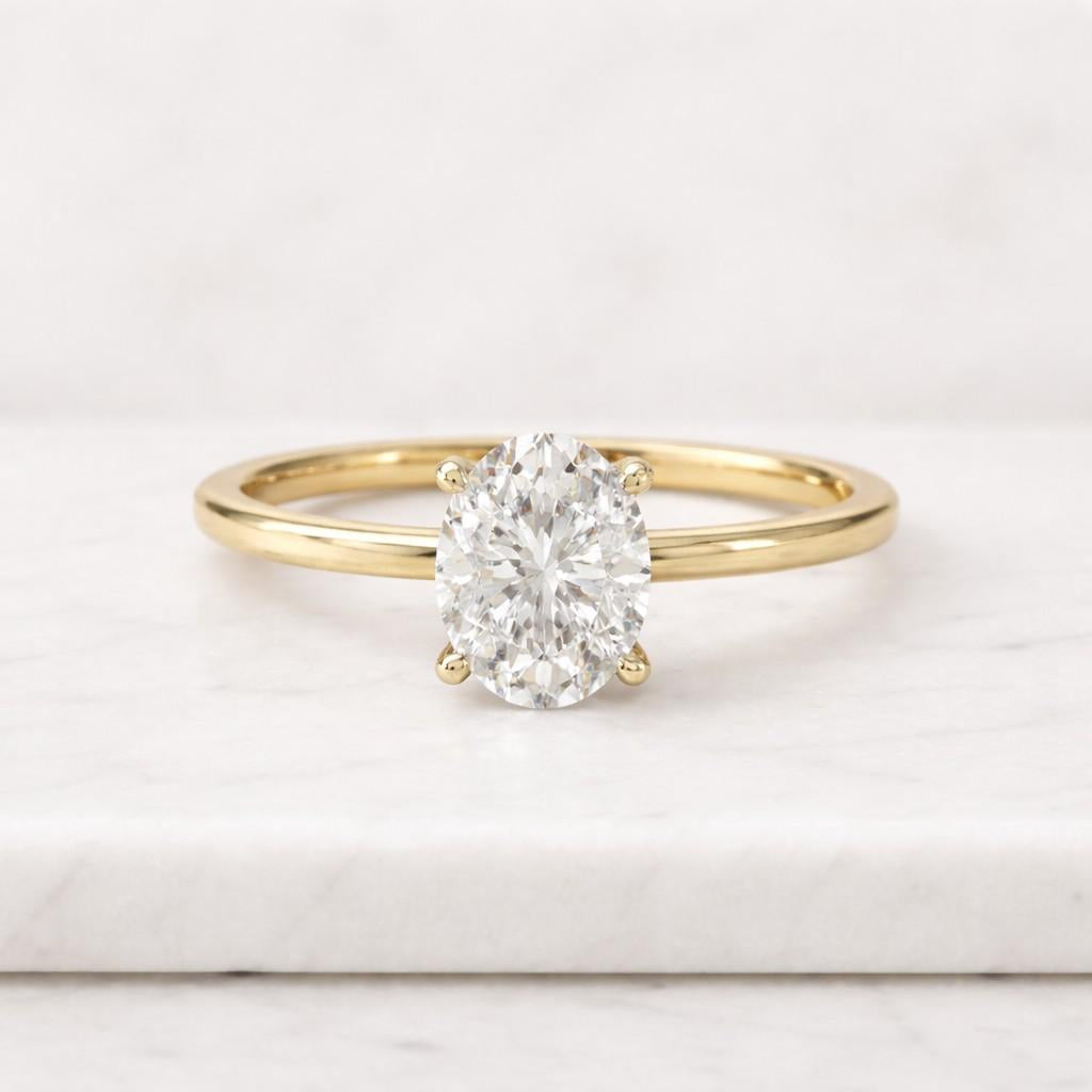 3.00 carat oval cut moissanite solitaire ring, moissanite engagement ring in yellow gold, bridal set ring, marriage proposal ring for her
