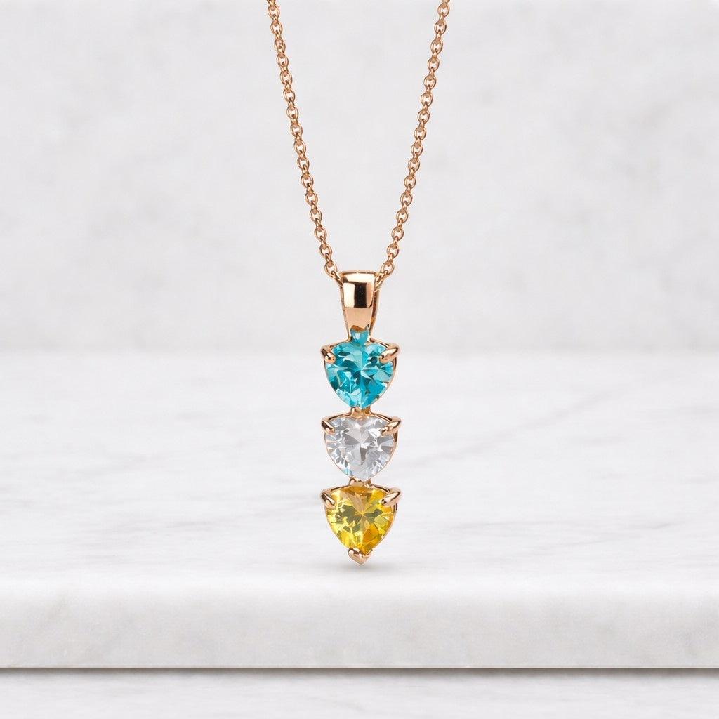 gold citrine pendant necklace · trillion pendant · gold necklace for mom · new mom necklace · november birthstone necklace