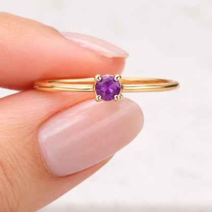 Unique Birthstone Wedding Band Women Amethyst Stackable Ring Minimalist Citrine Ring Peridot Ring Half Eternity White Gold Anniversary Gift