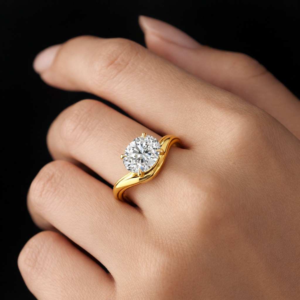 14k Gold East West Curved Wedding Band, 2.50CT Oval Cut moissanite Diamond Engagement Ring, Wave Shaped Solitaire Ring, Anniversary Ring
