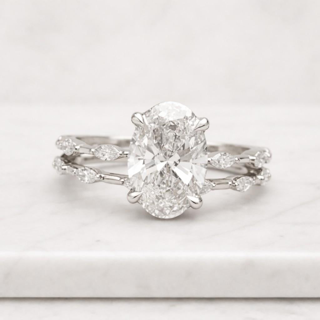 contour band nesting ring ring enhancer bridal stack stackable ring oval gemstone ring clear stone ring luxury engagement ring