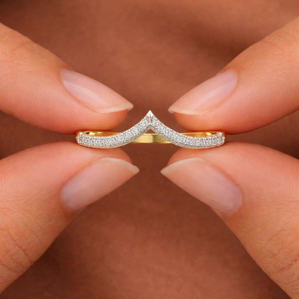 crown wedding band pointed wedding band diamond wedding band slim wedding band delicate wedding band stack ring