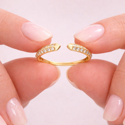 cuff bracelet ring open band ring bypass ring geometric ring pointed ends ring crystal band ring pave band ring