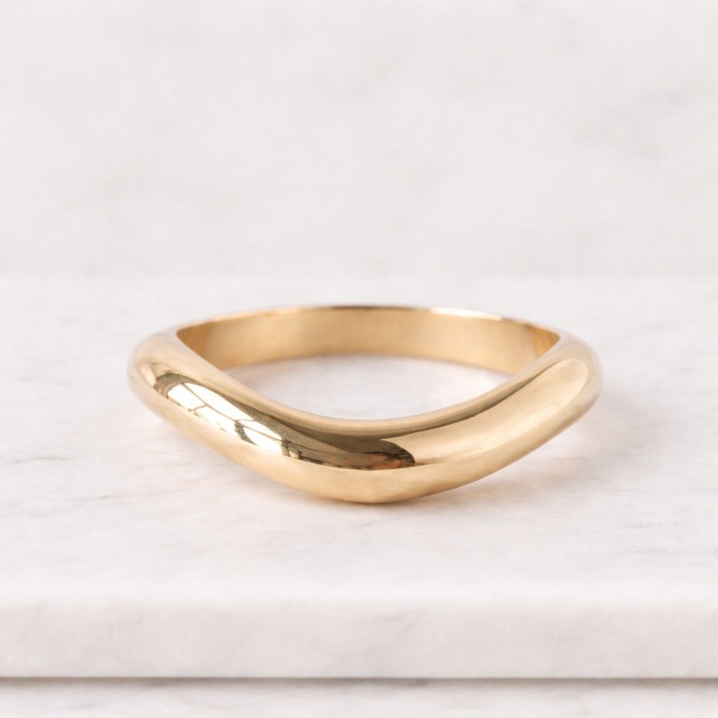 curved band ring gold wave ring contour ring wishbone ring nesting ring chevron ring curved wedding band stackable ring smooth band