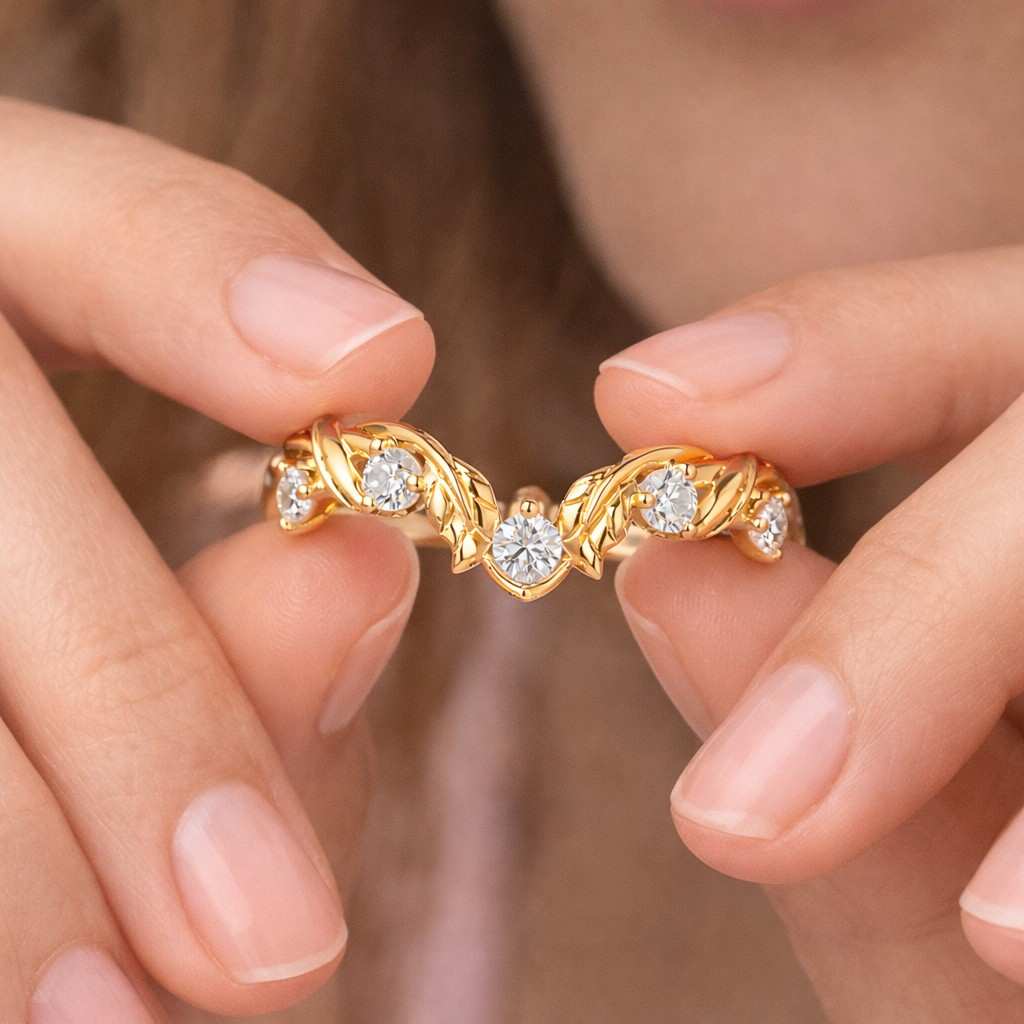 curved band wishbone ring tiara ring chevron ring V ring nesting ring contour ring enhancer ring guard ring
