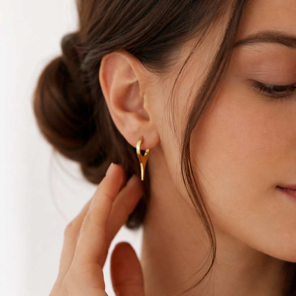 silhouette cut diamond dagger drop huggie hoop pave geometric long spike eternity dangle clicker earring 14k solid gold minimalist piercing