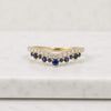 Blue Sapphire Curved Wedding Band Ring