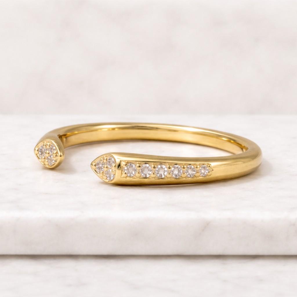 curved ring modern band ring fashion jewelry stackable ring layering ring midi ring knuckle ring daily ring fine jewelry gold band crystal accent ring