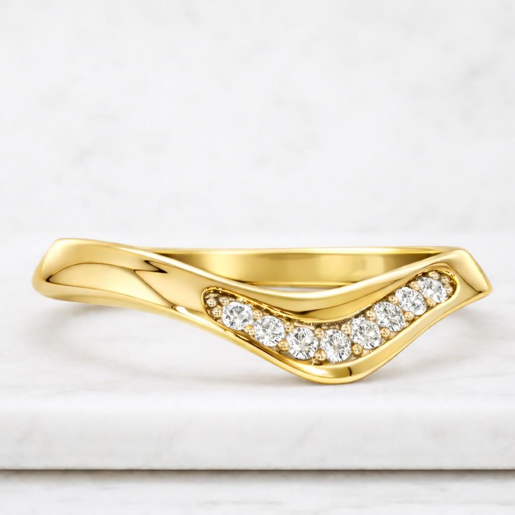 Vintage Diamond wedding band white gold curved wedding band Round cut moissanite matching band Stacking Band Unique Anniversary ring


