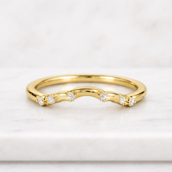 Custom Minimalist Diamond Curved Wedding Ring Dainty Contour Stacking Ring Women Lab Grown Diamond Curvy Band Matching Band Engagement Ring
