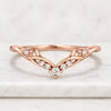 Nature Inspired Curved Moissanite Wedding Band in 14K Rose Gold