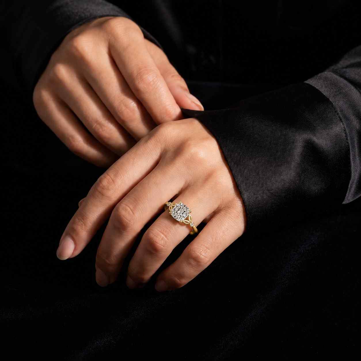 cushion cut engagement ring gold engagement ring diamond solitaire ring moissanite engagement ring lab diamond ring yellow gold ring bridal ring proposal ring wedding ring