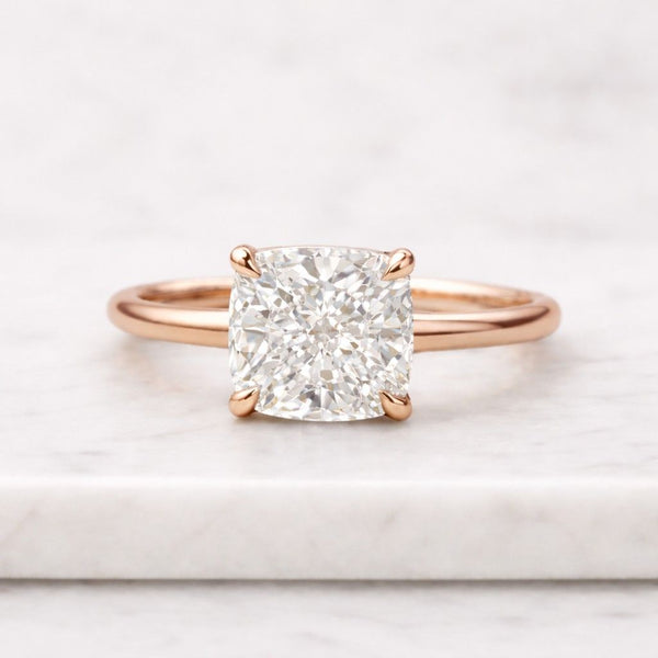 cushion cut lab grown diamond ring 2 carat yellow gold solitaire engagement ring for women minimalist proposal ring high clarity diamond jewelry usa modern bridal ring