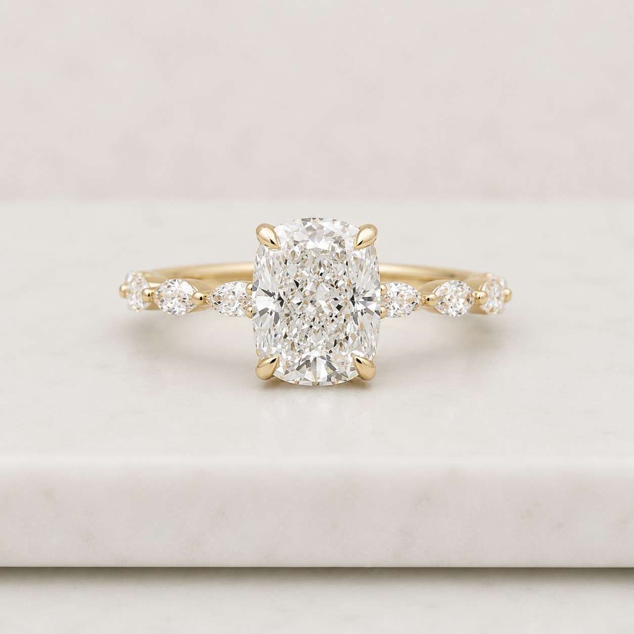 Cushion Cut Lab Grown E,VVS2, IGI Certified Diamond Engagement Ring, 2mm Band Ring, Solitaire Cushion Ring for Her Anniversary Gifts
