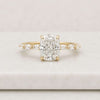 Cushion Cut Lab Grown Diamond Engagement Ring with Side Stone