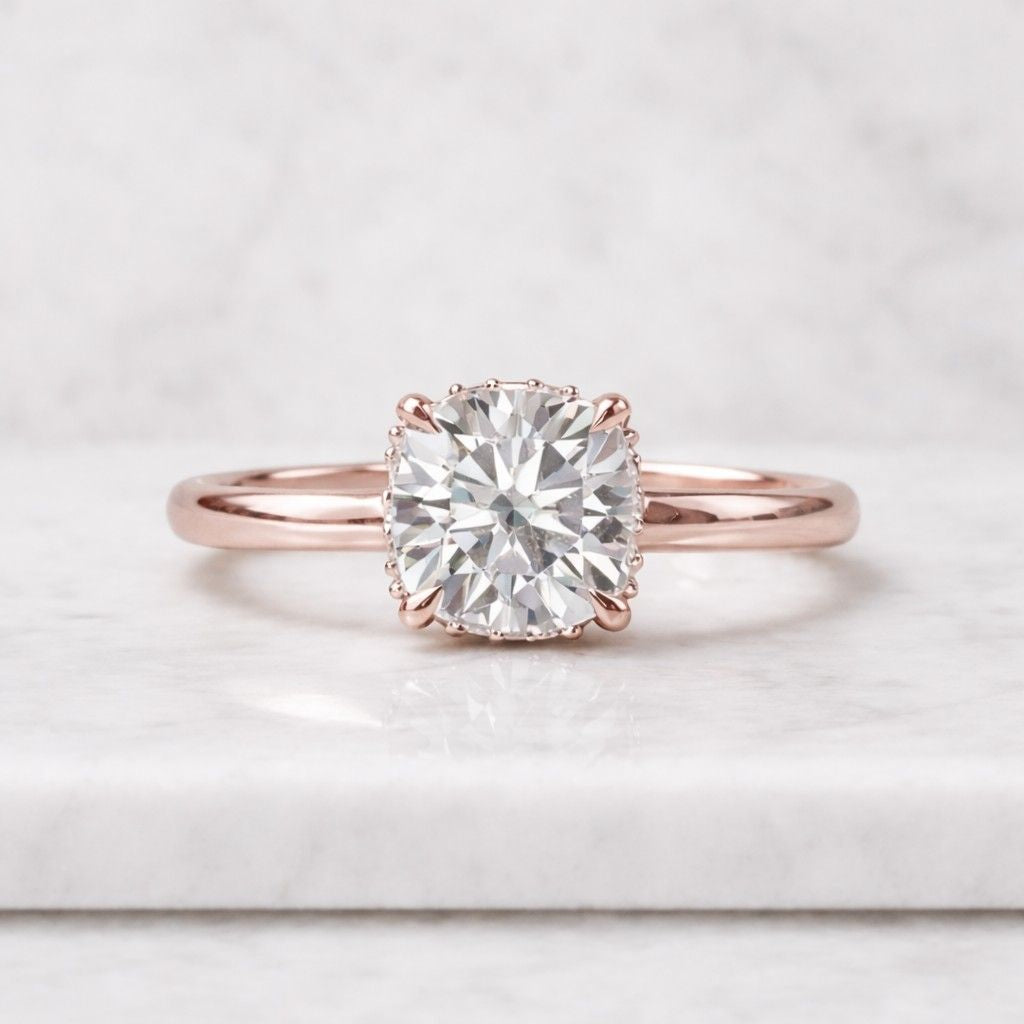 cushion cut ring solitaire ring engagement ring promise ring bridal ring thin band ring double band ring