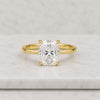 Elongated Cushion Cut Lab Grown Diamond Solitaire Engagement Ring