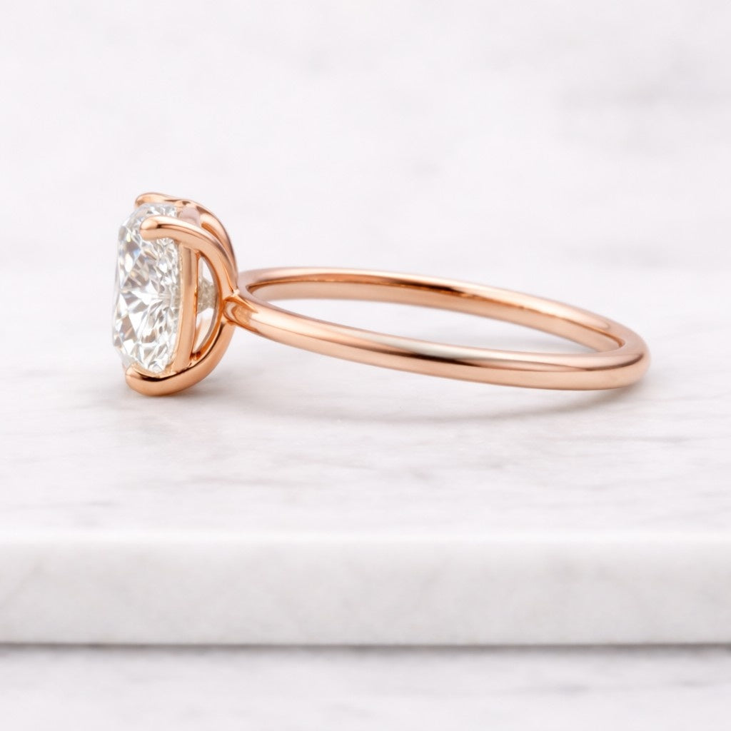cushion cut solitaire diamond ring 2 carat lab diamond yellow gold engagement ring simple clean design bridal ring gift for wife anniversary diamond ring