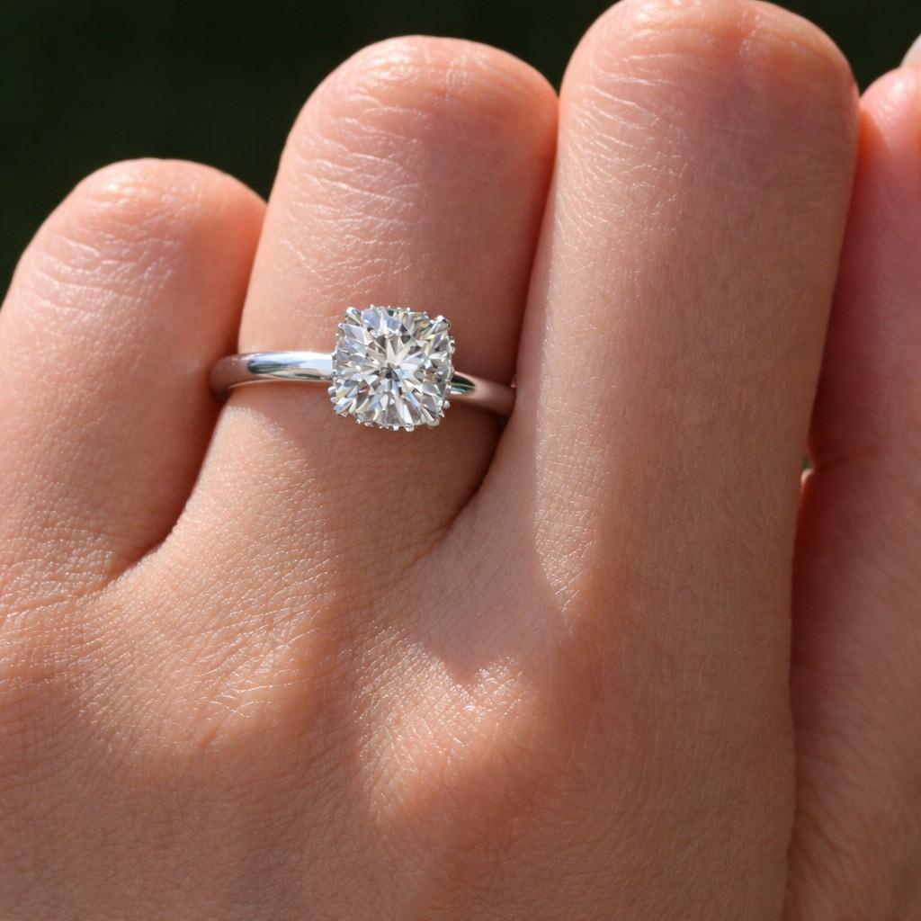 cushion engagement ring cushion cut engagement ring solitaire engagement ring hidden halo engagement ring
