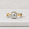 Round Cut Lab Grown Diamond Halo Twisted Shank Engagement Ring