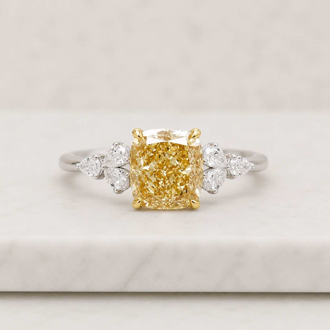 cushion ring engagement ring solitaire ring halo free ring floral ring leaf ring vintage ring nature ring yellow stone ring champagne ring statement ring bridal ring promise ring
