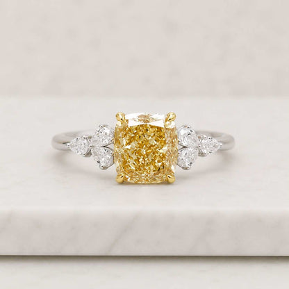 cushion ring engagement ring solitaire ring halo free ring floral ring leaf ring vintage ring nature ring yellow stone ring champagne ring statement ring bridal ring promise ring