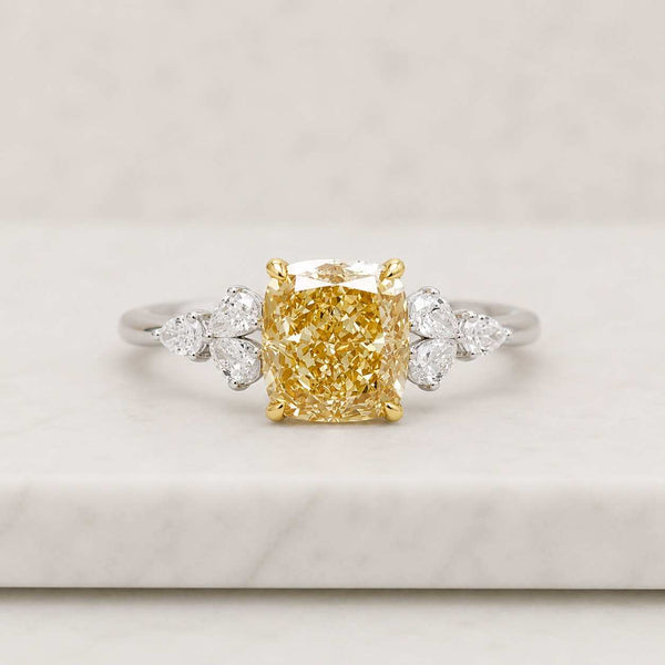 cushion ring engagement ring solitaire ring halo free ring floral ring leaf ring vintage ring nature ring yellow stone ring champagne ring statement ring bridal ring promise ring