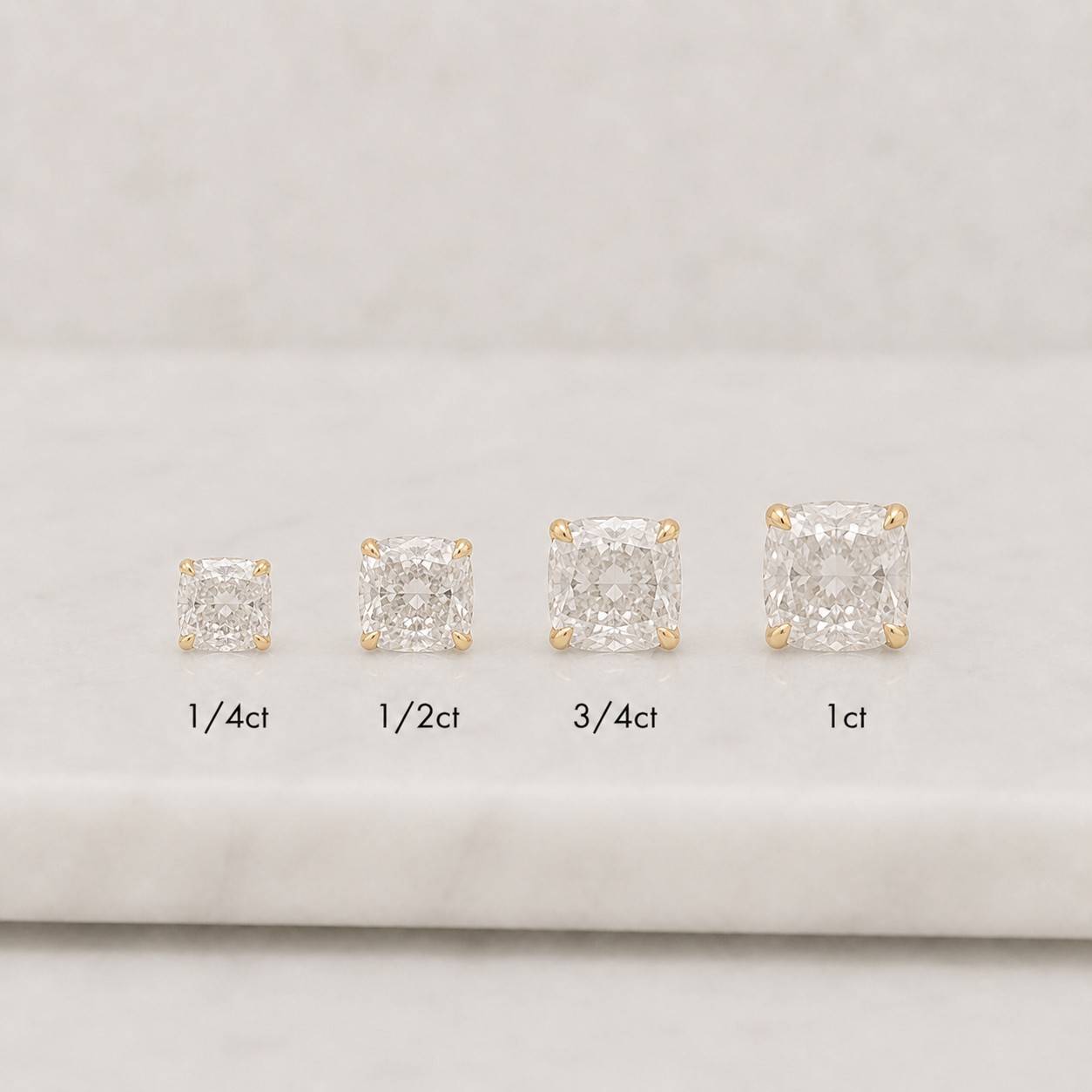 dainty diamond stud earring/ cushion cut moissanite diamond earring/ 2 + 2 ct white gold stud earring/ prong set earring/ anniversary gift
