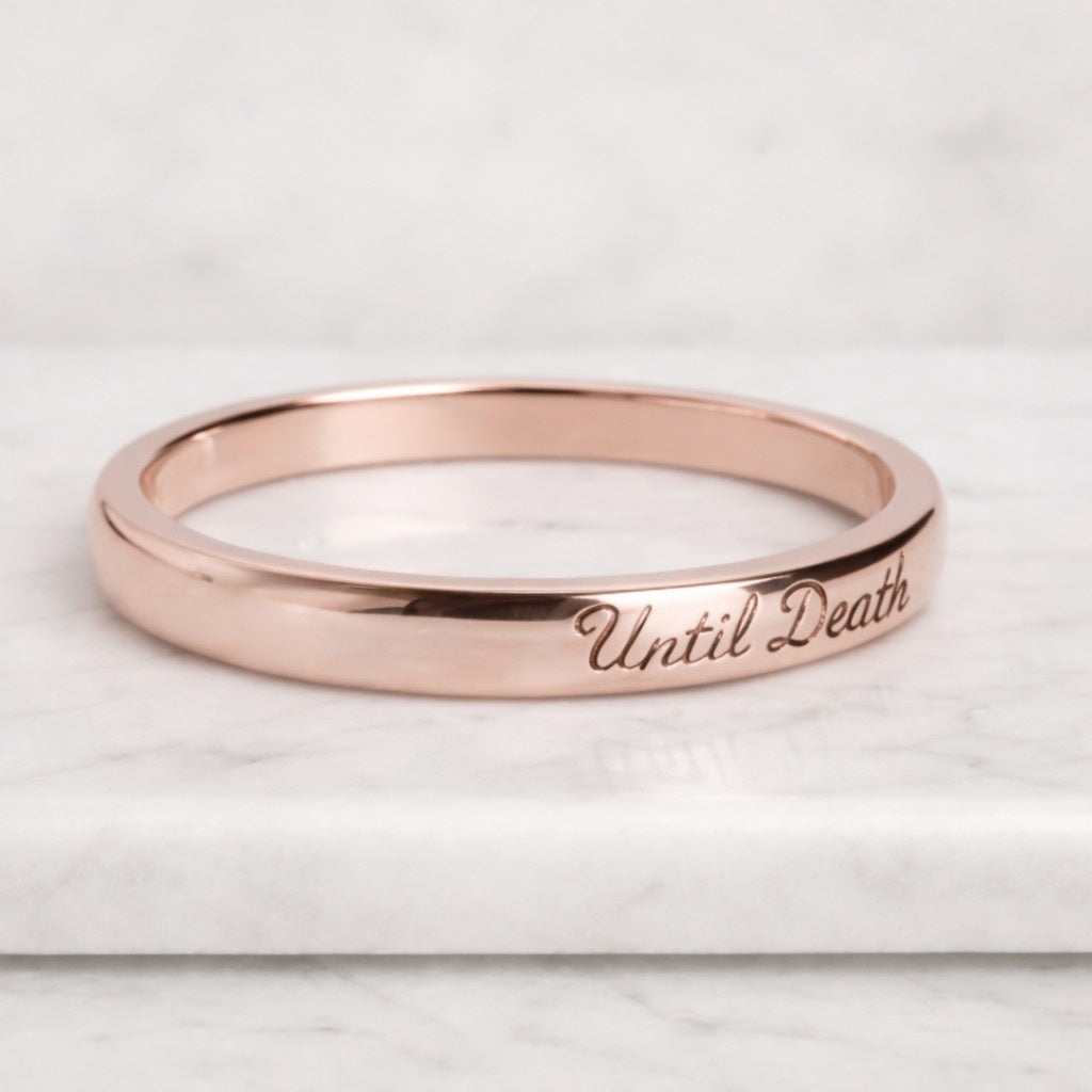 custom engraved until death gold ring 14k solid gold wedding band minimalist promise ring for husband wife relationship jewelry