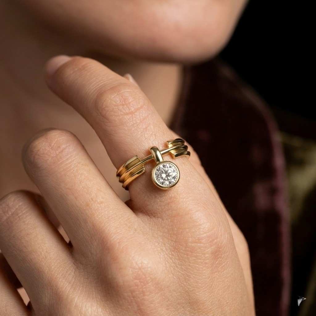 custom ring gift ring promise ring luxury jewelry yellow ring comfort fit ring open band ring round bezel ring center stone ring fine ring jewelry gift trendy ring