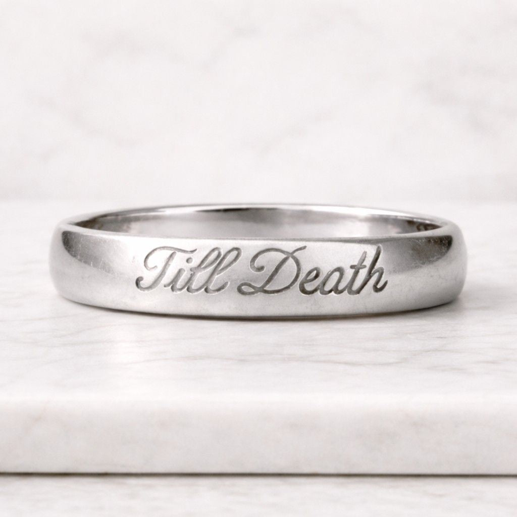 5mm Wide til death Engraving Band Ring, Flat Band Ring, Promise Band Ring, Stacking Band, Gift for Her, Valentine Gift - 925 Sterling Silver
