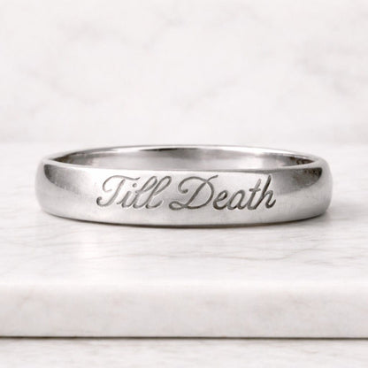 5mm Wide til death Engraving Band Ring, Flat Band Ring, Promise Band Ring, Stacking Band, Gift for Her, Valentine Gift - 925 Sterling Silver
