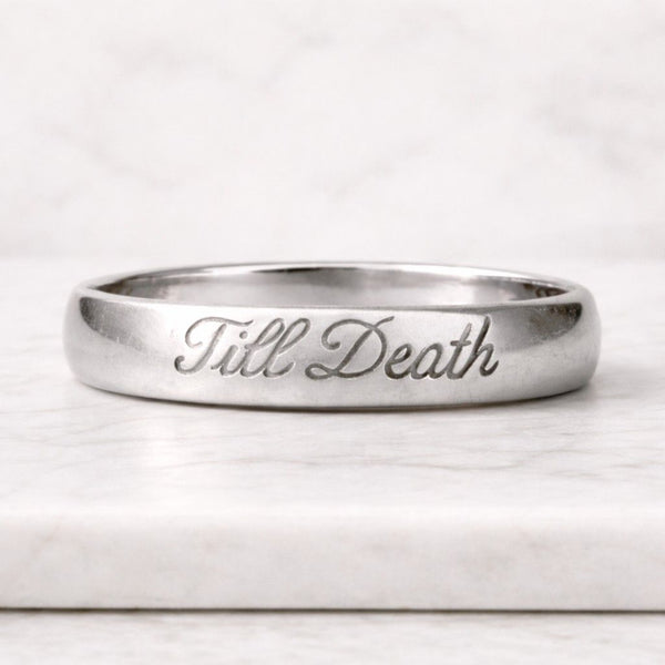 5mm Wide til death Engraving Band Ring, Flat Band Ring, Promise Band Ring, Stacking Band, Gift for Her, Valentine Gift - 925 Sterling Silver
