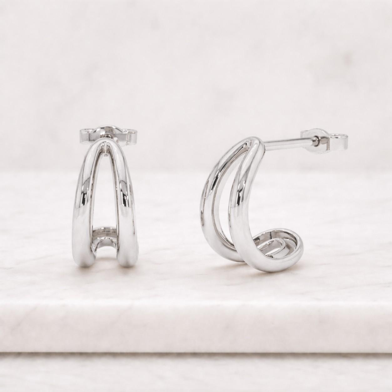 Double Hoop Earrings, 14k Gold Two Row Hoop Earrings, Small Chunky Gold Hoops, Bold Minimalist Earrings, Everyday Gold Earrings Gift for Her
