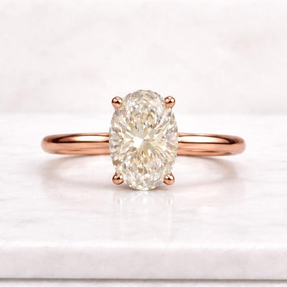 1 to 3CT Oval Lab Grown Diamond Engagement Ring, 14K Gold Minimalist Statement Ring, Anniversary Gift Fo
