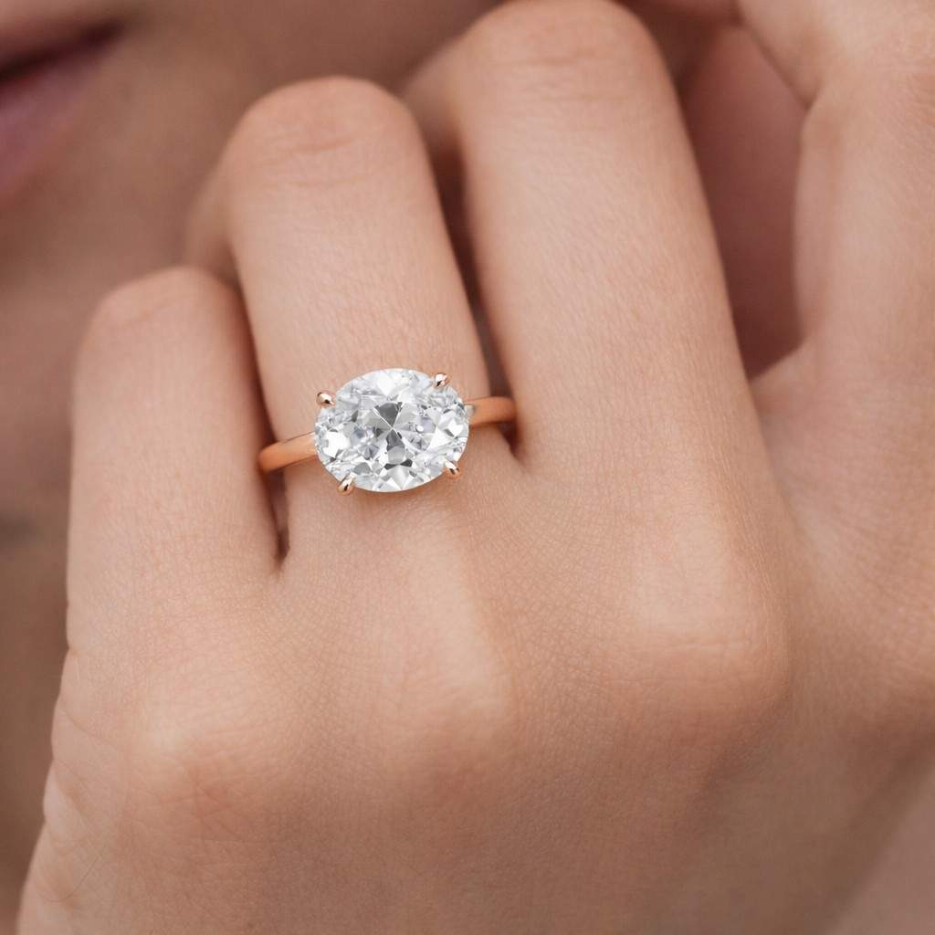 oval ring minimalist pinky ring small east to west ring real lab grown diamond ring solitaire ring for her 1.5 carat oval engagement ring
