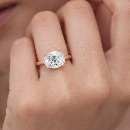 Oval Ring Minimalist Pinky Ring Small East to West Ring Real Lab Grown Diamond Ring Solitaire Ring for Her 1.5 Carat Oval Engagement Ring
