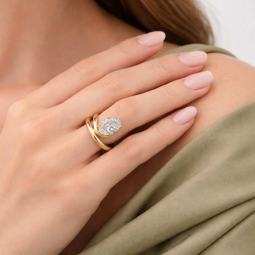 oval moissanite east west pinky ring, 14k gold 1.25ct oval cut solitaire ring, unique dainty promise ring, travel ring