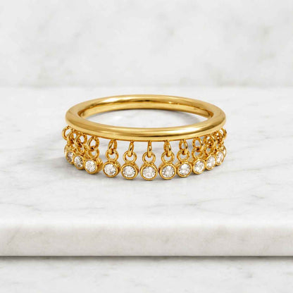 dangle ring charm ring gold band ring crystal ring bezel ring stacking ring women ring dainty ring delicate ring fringe ring drop ring chain ring statement ring fashion ring