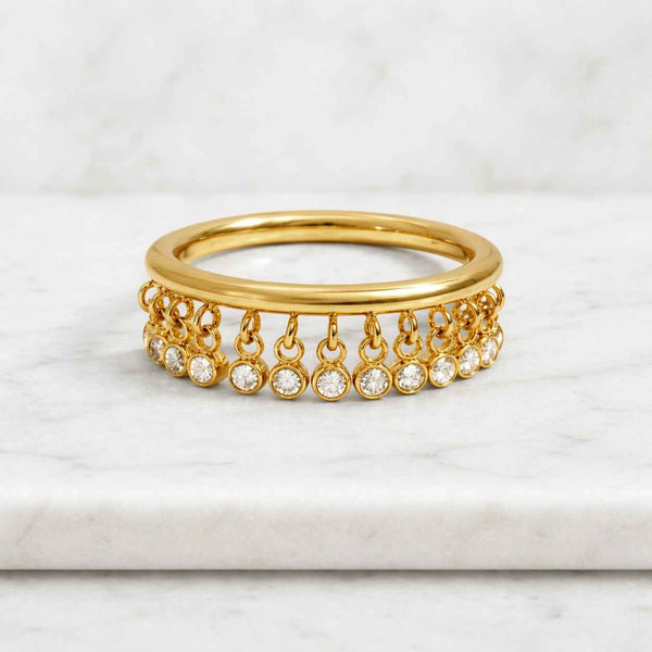 dangle ring charm ring gold band ring crystal ring bezel ring stacking ring women ring dainty ring delicate ring fringe ring drop ring chain ring statement ring fashion ring