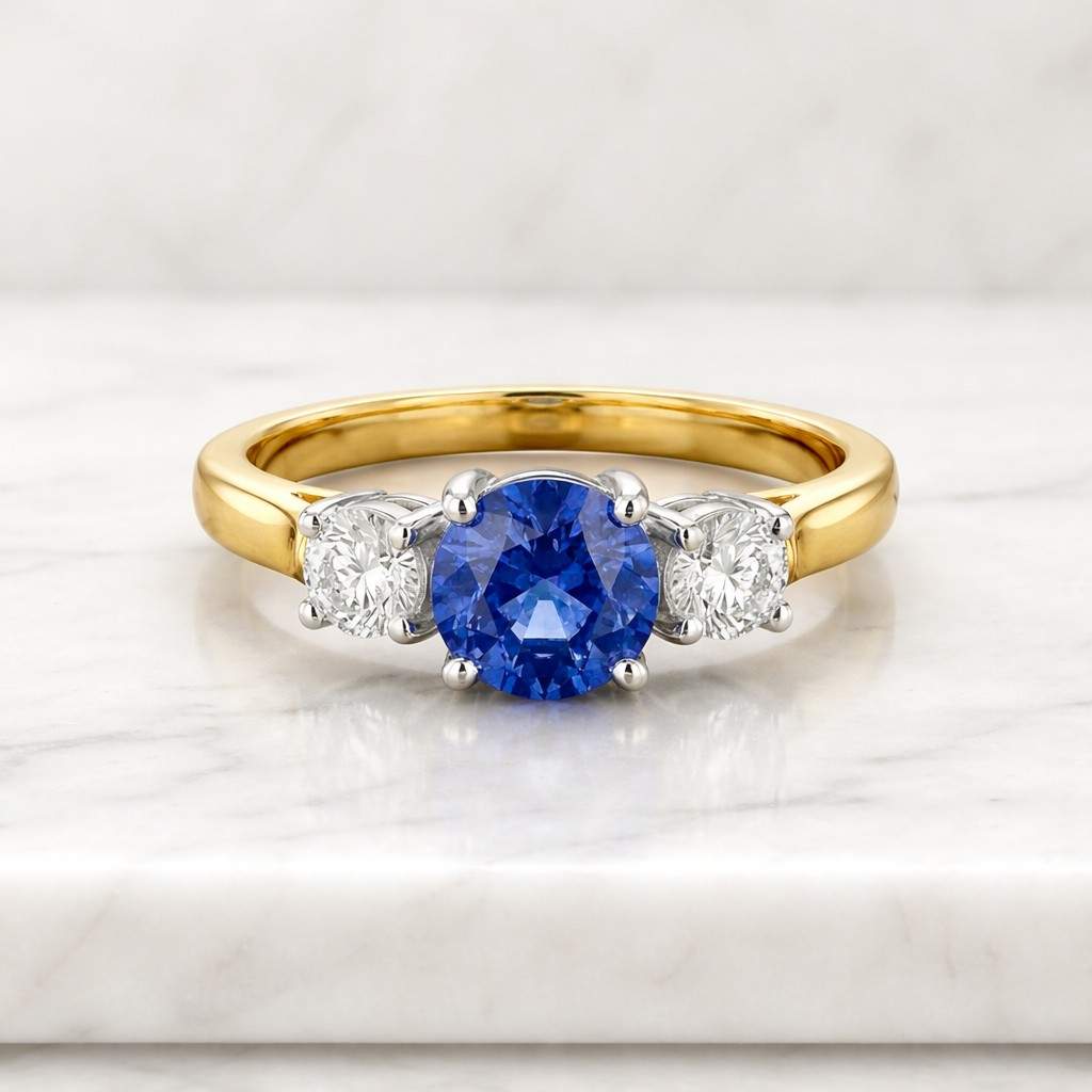 2ct round portuguese cut cyan blue moissanite engagement ring, 14k gold cathedral ring, anniversary gift, graduation gift, flower prong ring