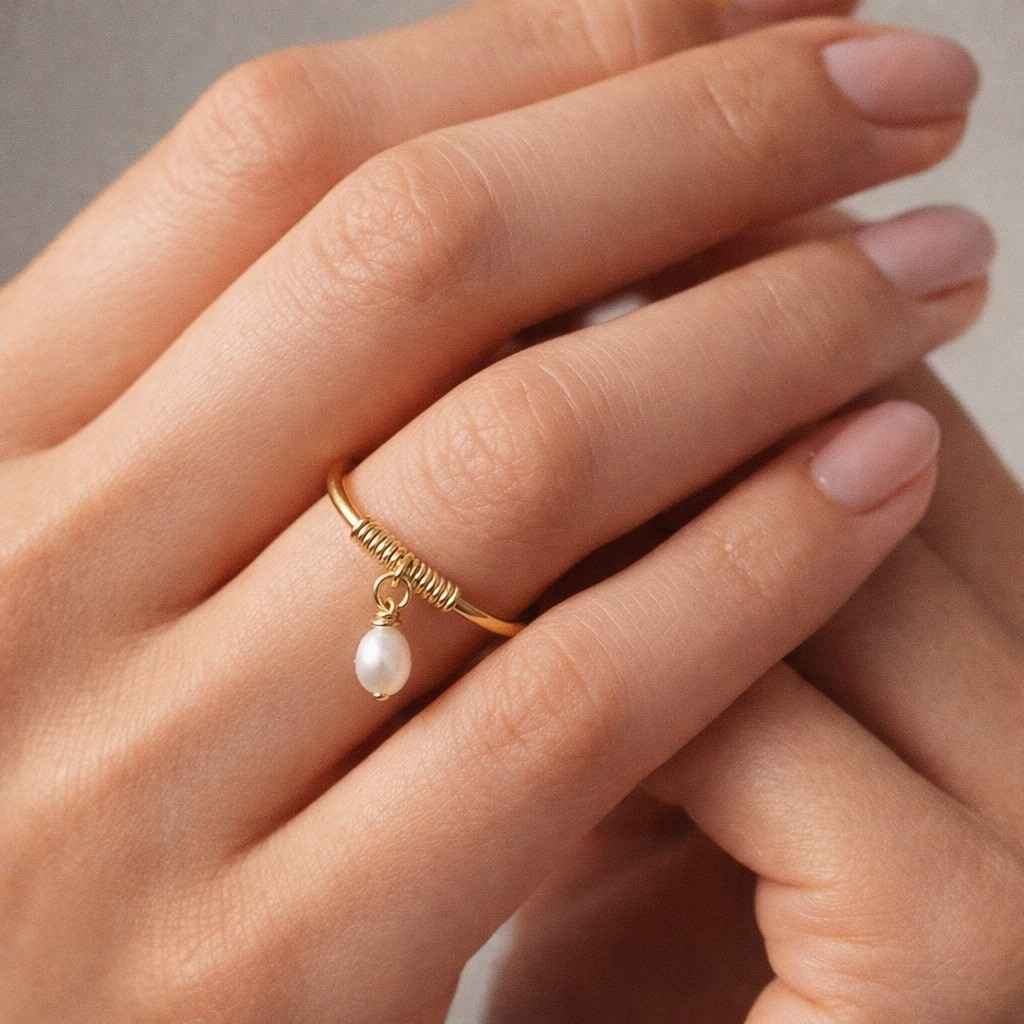 delicate ring everyday ring simple ring women ring tiny pearl ring elegant ring modern ring gift ring bridal ring boho ring slim ring gold band ring pearl jewelry finger ring cute ring